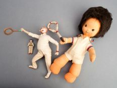A Klumpe and Roldan of Barcelona doll in the form of a felt and cloth tennis player circa 1930s,