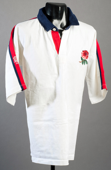 A Graham Rowntree white England No.1 international rugby union shirt, short-sleeved; sold together