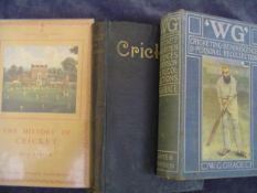 A collection of cricket books, The Book of Cricket edited by C B Fry, The History of Kent County