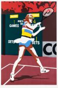 After Warwick Nelson (contemporary) TEEN TENNIS an artist`s proof on card for a colour poster