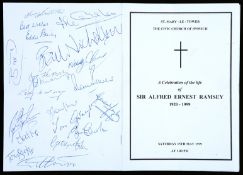 A signed Sir Alf Ramsey Memorial Service programme, held at St. Mary-Le-Tower, Ipswich, 15th May