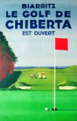 A French travel poster for golf at Biarritz, signed in the plate Jack Maxwell and dated `48,