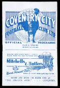 Coventry City v Aston Villa programme 12th March 1938