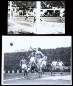 Two original b&w match-action press photographs from the Italy v Greece 1934 World Cup qualification