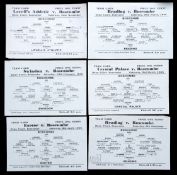 Six Boscombe single-sheet wartime programmes season 1945-46, v Lovell`s Athletic, two v Reading (8th
