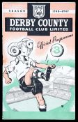 13 Derby County home programmes season 1948-49, v Arsenal x 2 (League & Cup), Charlton,