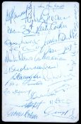 A full set of signatures of the 22-man England 1966 World Cup squad, plus the full coaching staff of