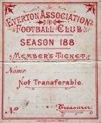 An Everton Association Football Club member`s ticket undated but believed to be for the 1885-86