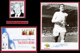 A double-signed Sir Geoff Hurst & Kenneth Wolstenholme 1966 World Cup framed presentation, featuring