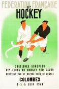 A poster for the 1960 Field Hockey European Clubs Championship in Paris, organised by Racing Club de