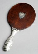 A fine & rare Art Nouveau silver plate & mahogany table tennis bat circa 1902, the head is