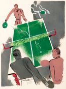 Milivoy Uzelac (Yugoslavian, 1897-1950) TABLE TENNIS colour lithograph from Uzelac`s series of