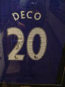 A Chelsea replica 2008-09 home jersey signed by Deco, reverse-mounted in a frame, signature in black