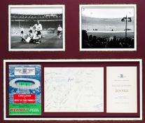 An autographed framed display for the England v Rest of the World match played at Wembley Stadium
