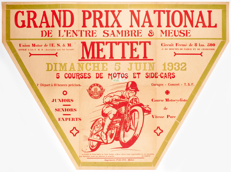 1932 Grand Prix National de l`Entre Sambre et Meuse, Mettet 5 June poster, a rare original example
