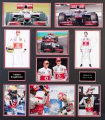 Jenson Button & Lewis Hamilton signed McLaren Formula 1 framed photo display, the two driver
