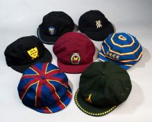 A collection of seven Australian cricket caps, all with a reasonable vintage, comprising: i) a