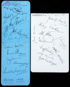Two sets of Arsenal autographs dated 1935-36 and 1949, both removed from albums, the earlier set