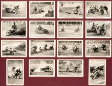 Two framed 1929 sets of Dirt Track Racing cigarette cards, `Thrills of the Dirt Track`, a complete