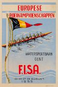 A small poster for the 1955 European Rowing Championships at Gent, published in Belgium, backed onto