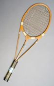 A Hazells `Streamline` (Green Star) lawn tennis racquet 1930s, the triple branch wooden racquet in