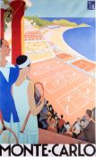 A high quality reproduction poster of the well known view of tennis at Monte Carlo by Roger