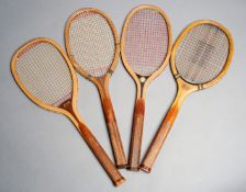 Four American lawn tennis racquets circa 1900 to 1930, i) THE NASSAU No.6 by A G Spalding ii) THE