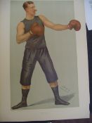 A Vanity Fair print of the boxer Captain Edgeworth Johnston, titled `Hard Hitter`, unframed