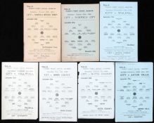 Seven Leicester City single-sheet wartime home programmes, Norwich City 30.8.41, Northampton Town