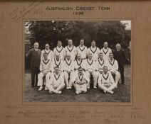 A signed photograph of the 1938 Australian touring cricket team, fully signed in ink by the 16-man