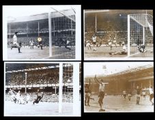 Four original b&w press photographs of the 1966 World Cup, two from the England v West Germany final
