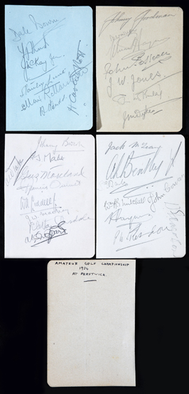 A collection of autographs collected at The Amateur Golf Championships at Prestwick in 1934, recto/