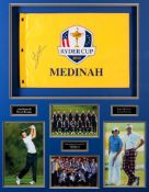 A signed 2012 Ryder Cup presentation, comprising a Medinah souvenir pin flag signed by Luke