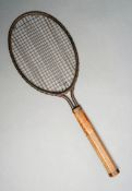 A very rare `Metallo` lawn tennis racquet with aluminium frame circa 1920, gut strings and cork-