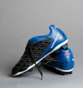 A signed pair of Michael Owen football boots, blue & black Umbro Xai, signed to each heel These