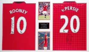 Wayne Rooney & Robin van Persie signed Manchester United shirts presentation, signed Manchester