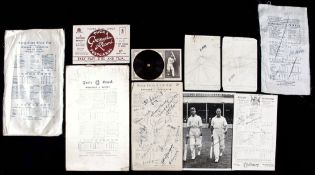 Jack Hobbs memorabilia collected by the cricket writer Ralph Barker, a double-signed photograph of