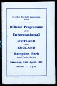 Scotland v England international programme played at Hampden Park 13th April 1929, VIP edition