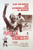 A movie poster for the official film of the 1970 World Cup, titled FUTBOL, MEXICO 70, Lewis Rank