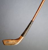 A Willie Park of Musselburgh scared neck transitional spoon circa 1895, with overpainted maker`s