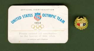 An official identification card for Joseph Batchelder the American bronze winning sailor at the