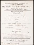 The earliest known surviving F.A. Cup final programme: Old Etonians v Blackburn Rovers played at the