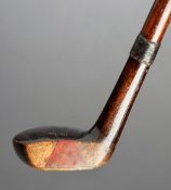 A good example of a golf club walking stick, with persimmon, vulcanite & horn head; together with