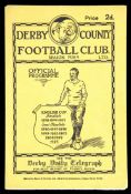 A rare full 8-page programme production for a Derby County reserves fixture issued for the game v