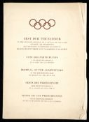 Fest der Teilnehmer, speeches addressed by the IOC President and the Reichs-Sportfuehrer at a Berlin