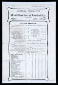 A programme for West Ham United`s very first Football League match v Lincoln City 30th August