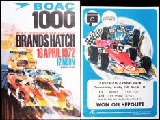 Twelve original 1970s motor racing posters, comprising a `Won On Hepolite` advertisement for the