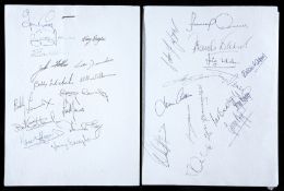 A pair of Bermuda hotel dinner menus signed by Manchester United and Celtic touring teams in 1970,