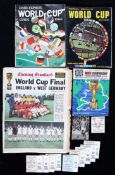 1966 World Cup memorabilia, a tournament programme; 9 ticket stubs, comprising England v Uruguay 1/