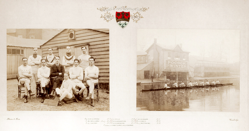Photographic presentation of Cambridge Town Rowing Club 1913, two period photos in a double mount